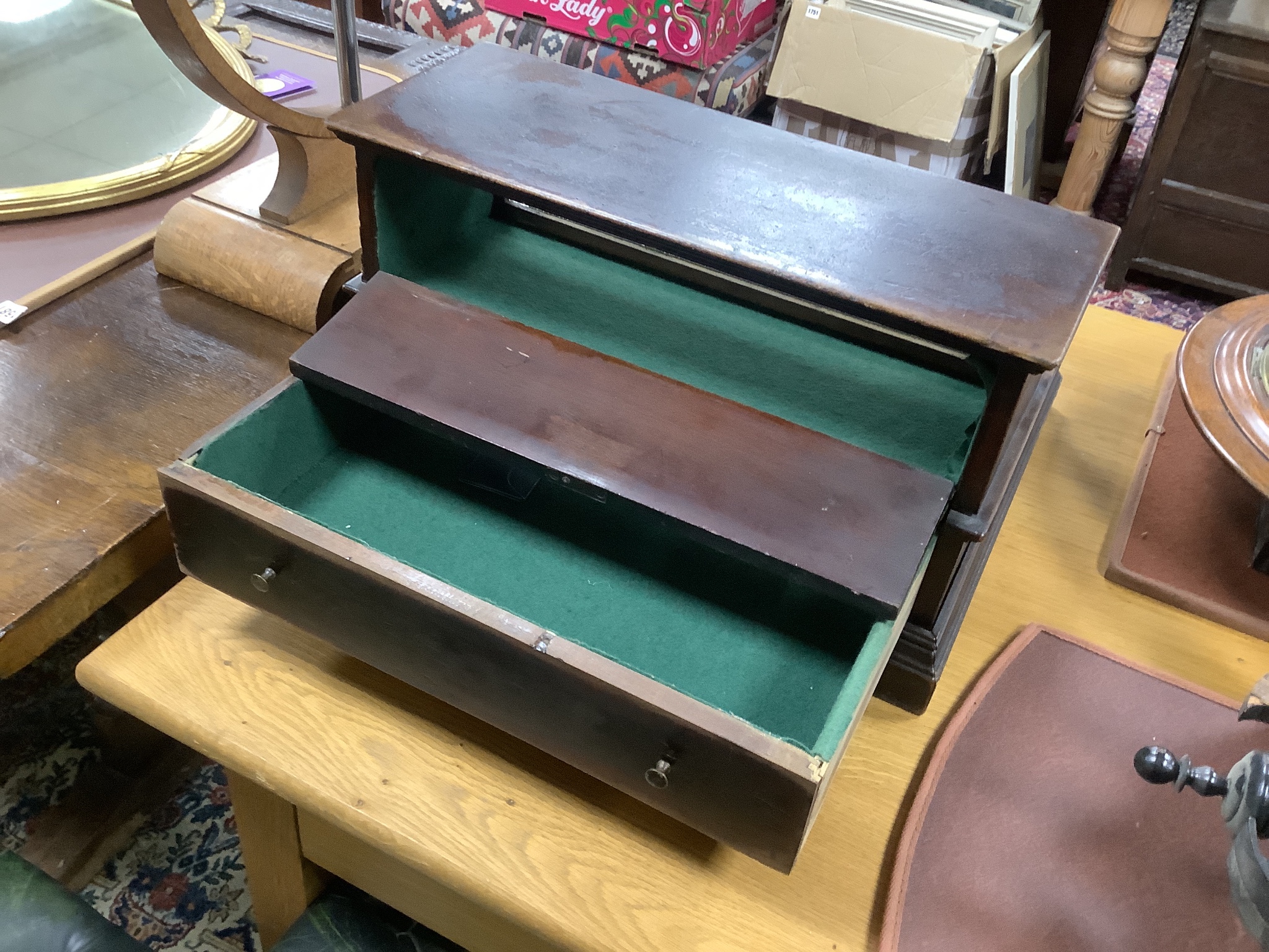 An Edwardian mahogany glazed top display cabinet, width 46cm